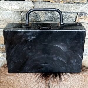 Vintage Mid Century 1950s Marbled Hardshell Case Box Style Handbag